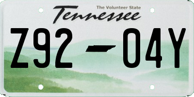 TN license plate Z9204Y