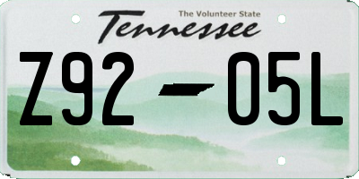TN license plate Z9205L