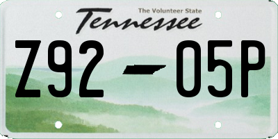TN license plate Z9205P