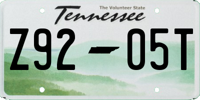 TN license plate Z9205T