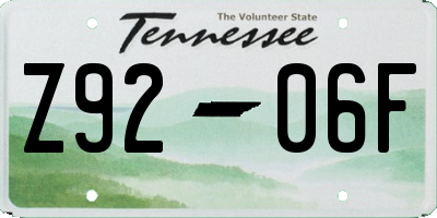 TN license plate Z9206F