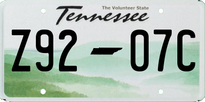 TN license plate Z9207C