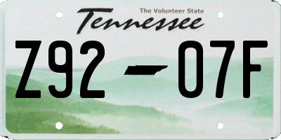 TN license plate Z9207F
