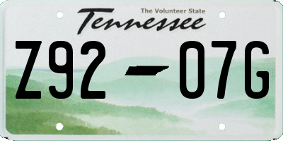 TN license plate Z9207G