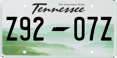 TN license plate Z9207Z