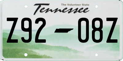 TN license plate Z9208Z