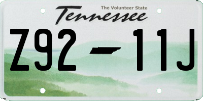 TN license plate Z9211J