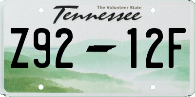 TN license plate Z9212F