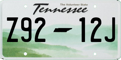 TN license plate Z9212J