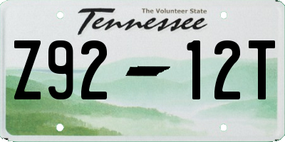 TN license plate Z9212T
