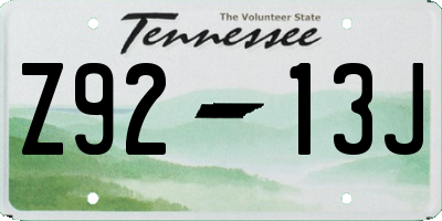 TN license plate Z9213J