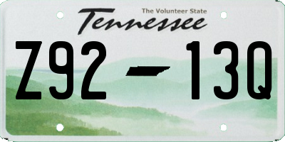 TN license plate Z9213Q