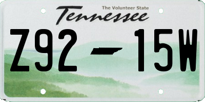 TN license plate Z9215W