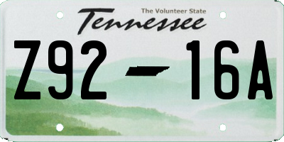 TN license plate Z9216A