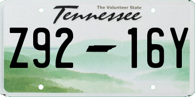 TN license plate Z9216Y