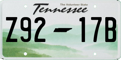 TN license plate Z9217B