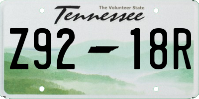 TN license plate Z9218R