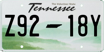 TN license plate Z9218Y
