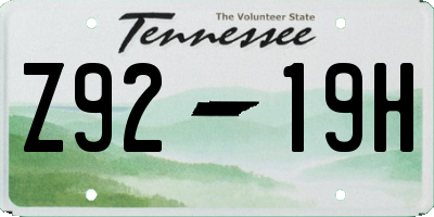 TN license plate Z9219H