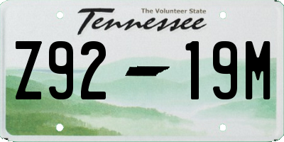 TN license plate Z9219M