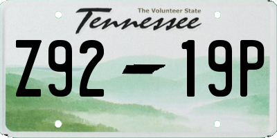 TN license plate Z9219P