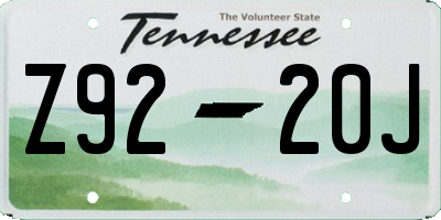 TN license plate Z9220J