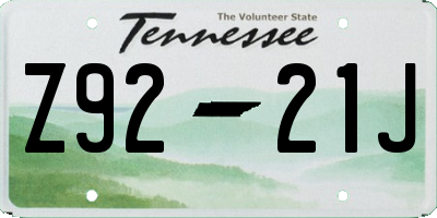 TN license plate Z9221J