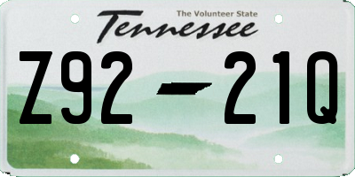 TN license plate Z9221Q