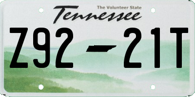 TN license plate Z9221T
