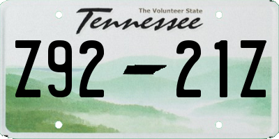 TN license plate Z9221Z