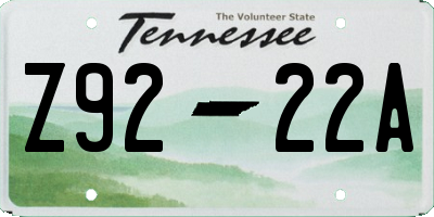 TN license plate Z9222A