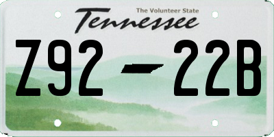 TN license plate Z9222B
