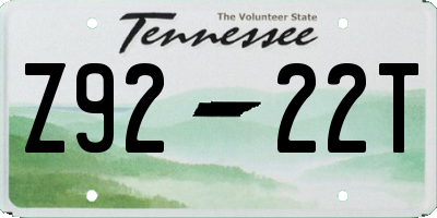 TN license plate Z9222T