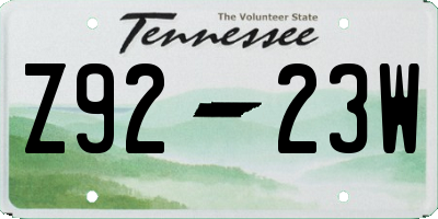 TN license plate Z9223W