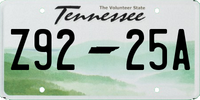 TN license plate Z9225A