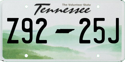 TN license plate Z9225J