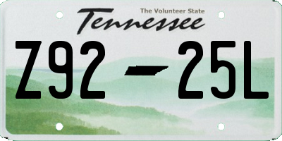 TN license plate Z9225L