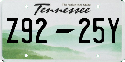 TN license plate Z9225Y