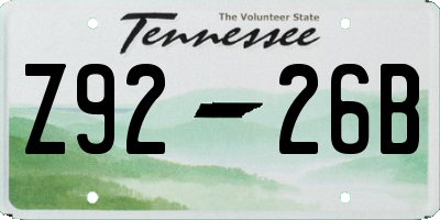 TN license plate Z9226B