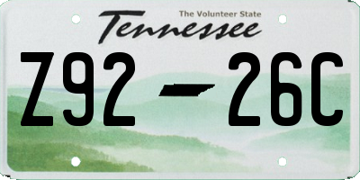 TN license plate Z9226C