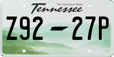 TN license plate Z9227P