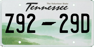 TN license plate Z9229D