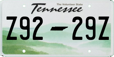 TN license plate Z9229Z