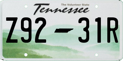 TN license plate Z9231R