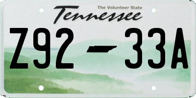 TN license plate Z9233A