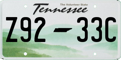 TN license plate Z9233C