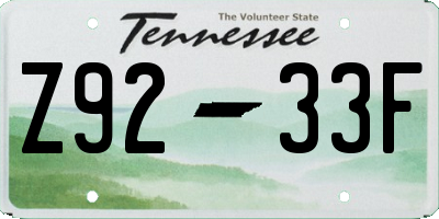 TN license plate Z9233F