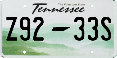 TN license plate Z9233S