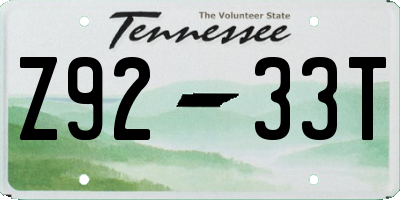 TN license plate Z9233T