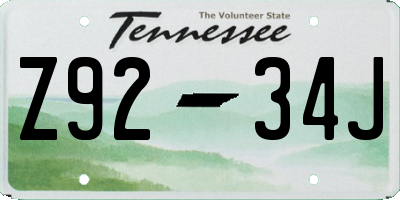 TN license plate Z9234J